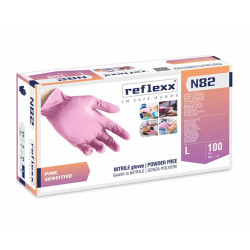 Guanti Monouso Rosa REFLEXX N82 In Nitrile Senza Polvere Ultrasottili per estetiste - Conf. 100pz
