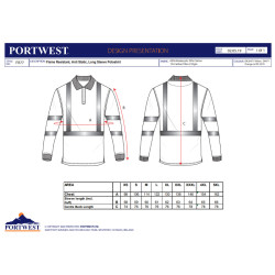 Polo manica lunga 4XL Hi-Vis ignifuga e antistatica - Portwest FR77 OEKO-TEX