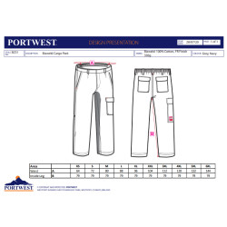 Portwest BZ31 - Pantalone Ignifugo OEKO-TEX Bizweld Cargo Taglie forti 5XL