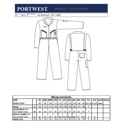Tuta da lavoro OEKO-TEX con Zip fino alla 6xl - Portwest C813 Liverpool