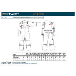 Portwest FR21 - Tuta intera antistatica super leggera 210gm OEKO-TEX taglie forti