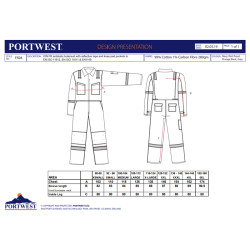 Portwest FR28 - Tuta intera ignifuga antistatica leggera 280g OEKO-TEX fino alla 5XL