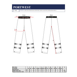 Portwest FR43 - Pantaloni Sealtex Flame Hi-Vis OEKO-TEX taglie forti S-5XL