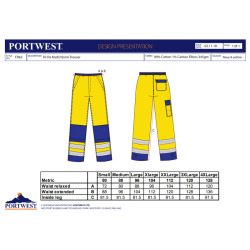 Portwest FR62 - Pantalone Hi-Vis multi norma OEKO-TEX