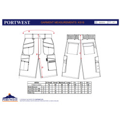 Portwest KS18 - Bermuda Da Lavoro con Tasconi OEKO-TEX