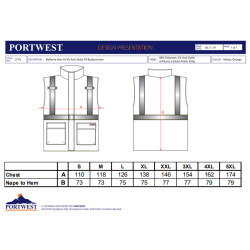 Portwest S776 - Gilet Imbottito Antistatico Ignifugo Bizflame Multinorma Hi-Vis OEKO-TEX