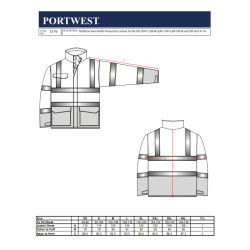 Portwest S779 - Giacca Ignifuga Antipioggia con cappuccio multinorma Hi-Vis OEKO-TEX