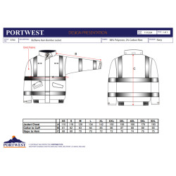 Portwest S783 - Bomber Ignifugo Impermeabile multinorma OEKO-TEX Taglie forti 4xl 5xl 6xl