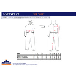 Portwest ST40 - Tuta Monouso Taglie Forti PP con zip e cappuccio 4xl 5xl Microporosa Tipo 5/6 conf. 50pz