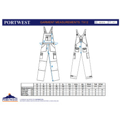 Portwest TX12 - Salopette da officina Bicolore 4XL Texo OEKO-TEX