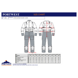 Tuta da lavoro foderata con cappuccio taglie forti TG 5XL-6XL-7XL alta visibilità - Portwest S485 OEKO-TEX
