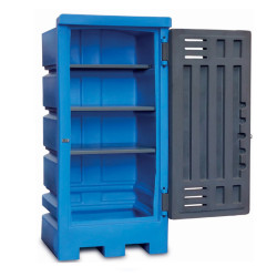 Armadio monoblocco in polietilene per prodotti chimici corrosivi - dim 830x830x1990h mm