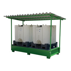 Vasca stoccaggio 2 ibc con tettoia - dim 2680x1250x420h mm