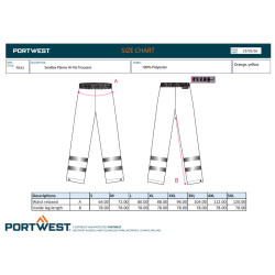Portwest FR43 - Pantaloni Sealtex Flame Hi-Vis OEKO-TEX taglie forti S-5XL