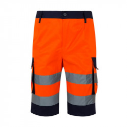 Velilla 303004 bermuda bicolore multitasche alta visibilità giallo arancione