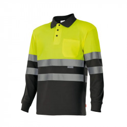 Velilla polo bicolore maniche lunghe alta visibilità Taglie Forti XS-5XL - Cod. 175