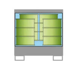 Deposito zincato per quattro fusti - dim 1400x1300x1700 mm